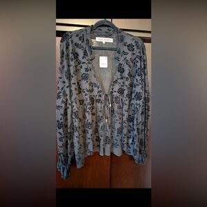 Free People black velvet burnout jacket XL NWT